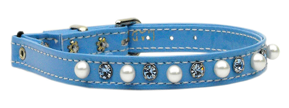 Cat Safety w/ Band Patent Pearl and Crystals Baby Blue 10